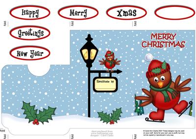 Xmas Skating Robin Lottery Wallet Card