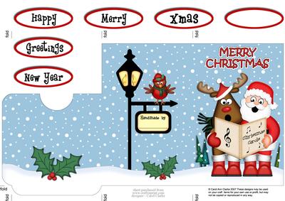 Xmas Singing Santa & Rudolph Lottery Wallet Card