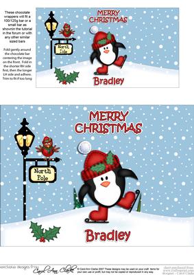 Christmas Skating Penguin Bradley Chocolate Wrapper