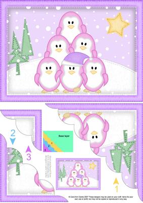 A5 Xmas Penguins Scallop Corner Side Stacker