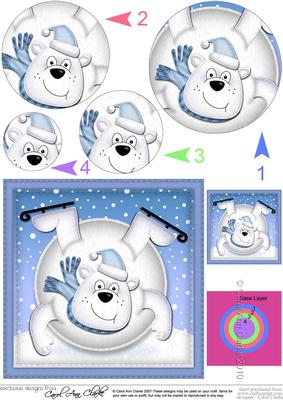 Xmas Oops Ben Polar Bear Snowball Circle Pyramage Topper
