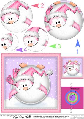 Xmas Oops Penguin Snowball Circle Pyramage Topper
