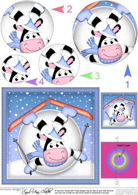 Xmas Oops Milly Moo Cow Snowball Circle Pyramage Topper