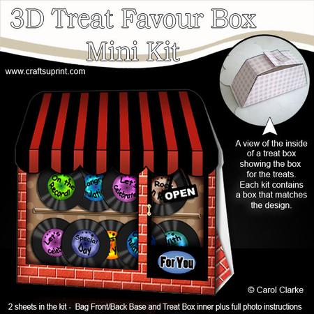 3D Little Record Shop Treat or Favour Box Mini Kit
