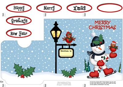 Xmas Skating Snowman Lottery Wallet Card