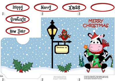 Xmas Sledging Milly Moo Cow Lottery Wallet Card