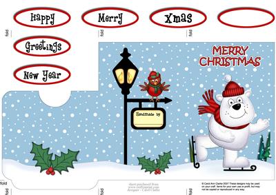 Xmas Skating Polar Bear Lottery Wallet Card