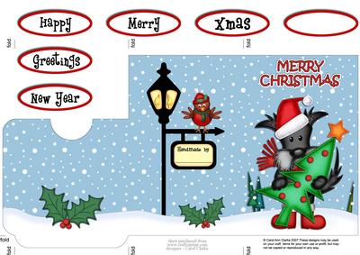 Xmas Hamish Scottie Dog's Tree Lottery Wallet Card