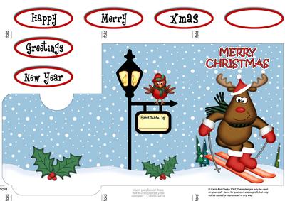 Xmas Skiing Rudolph Lottery Wallet Card