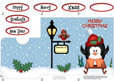 Xmas Sledging Penguin Lottery Wallet Card