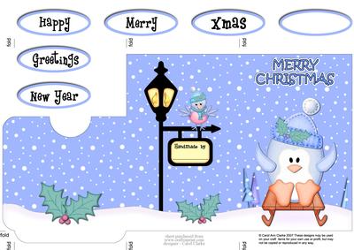 Xmas Sledging Penguin Lottery Wallet Card