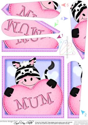 Debra Zebra's Heart for Mum Fan Pyramage Topper