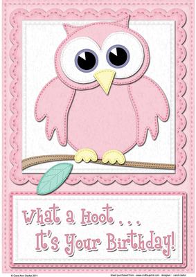 A4 What a Hoot Owl Birthday Felties