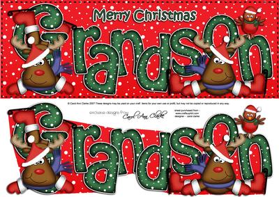 Xmas Large Dl Grandson Quick Card N 3D Decoupage