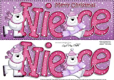 Large Dl Xmas Niece Quick Card 3D Decoupage