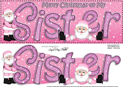Large Dl Xmas Sister Quick Card 3D Decoupage