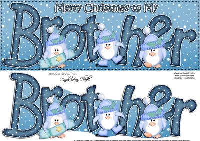 Large Dl Xmas Brother Quick Card 3D Decoupage