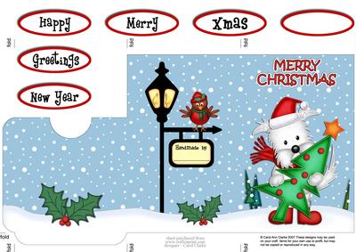 Xmas Westie Dog's Tree Lottery Wallet Card