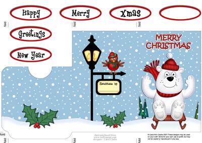 Xmas Sledging Polar Bear Lottery Wallet Card
