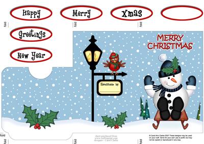 Xmas Sledging Snowman Lottery Wallet Card