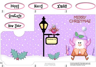Xmas Sledging Penguin Lottery Wallet Card