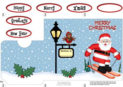 Xmas Skiing Santa Lottery Wallet Card