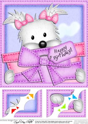 8 x 8 Jess the Westie's Present Scalloped Corner Topper