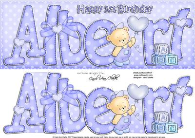 Large Dl Albert 1st Birthday Quick Card N 3D Decoupage