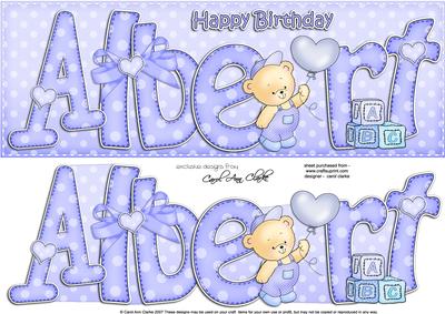 Large Dl Albert Birthday Quick Card N 3D Decoupage
