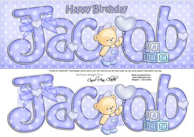 Large Dl Jacob Birthday Quick Card N 3D Decoupage