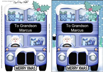 Xmas Santa Express Grandson Marcus A5 3D Decoupage