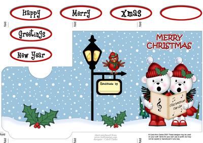 Xmas Singing Teddies Lottery Wallet Card