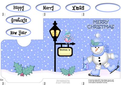 Xmas Skating Snowman Lottery Wallet Card