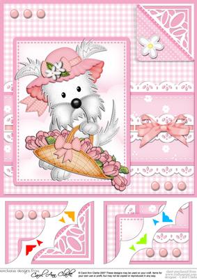 8 x 8 Jess Westie's Bonnet Scalloped Corner Topper
