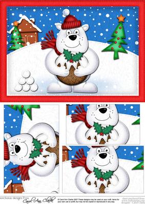 A5 Xmas Ben Polar Bears Cracker Pyramage Topper