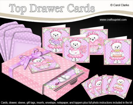 3D Top Drawer Teddy Tess Notelet Cards Bumper Kit