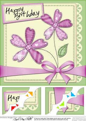 8 x 8 Birthday Flowers N Lace Corner Topper