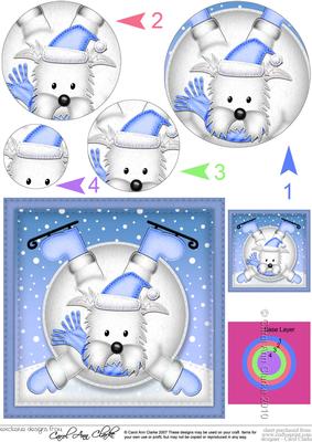 Xmas Oops Westie Dog Snowball Circle Pyramage Topper