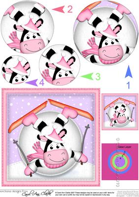 Xmas Oops Milly Moo Cow Snowball Circle Pyramage Topper