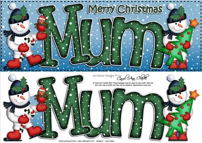 Large Dl Xmas Mum Quick Card 3D Decoupage
