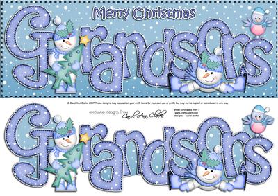 Large Dl Xmas Grandsons Quick Card 3D Decoupage
