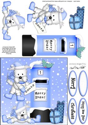 Xmas Westie Dogs N Postbox Quick Card N 3D Decoupage