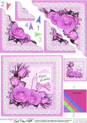 Birthday Roses Lace N Pearls Scallop Corner Side Stacker