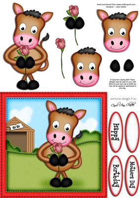 Gi Gi the Horse's Rose Quick Card N 3D Decoupage
