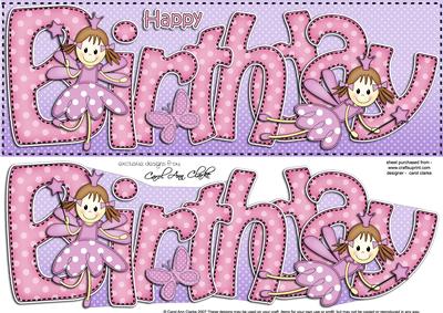 Large Dl Birthday Fairies Quick Card N 3D Decoupage