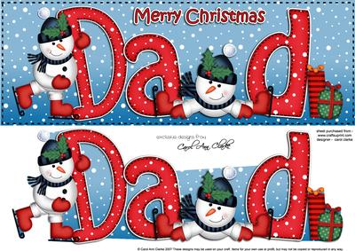 Large Dl Xmas Dad Quick Card 3D Decoupage