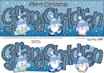 Xmas Large Dl Grandchildren Quick Card N 3D Decoupage