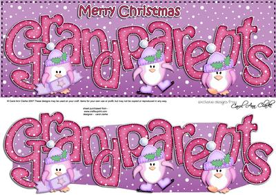 Xmas Large Dl Grandparents Quick Card N 3D Decoupage