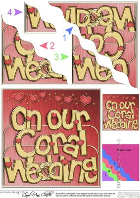 On Our Coral Wedding Anniversary Wavy Corner Side Stacker