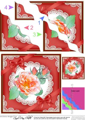 Rose and Lace Wavy Corner Side Stacker Topper